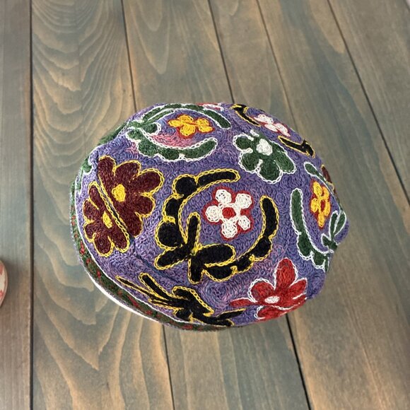 2 Vintage Judaica Bukhara Uzbek Embroidered Handmade Kippah Yarmulke Small (A91) - Picture 7 of 13